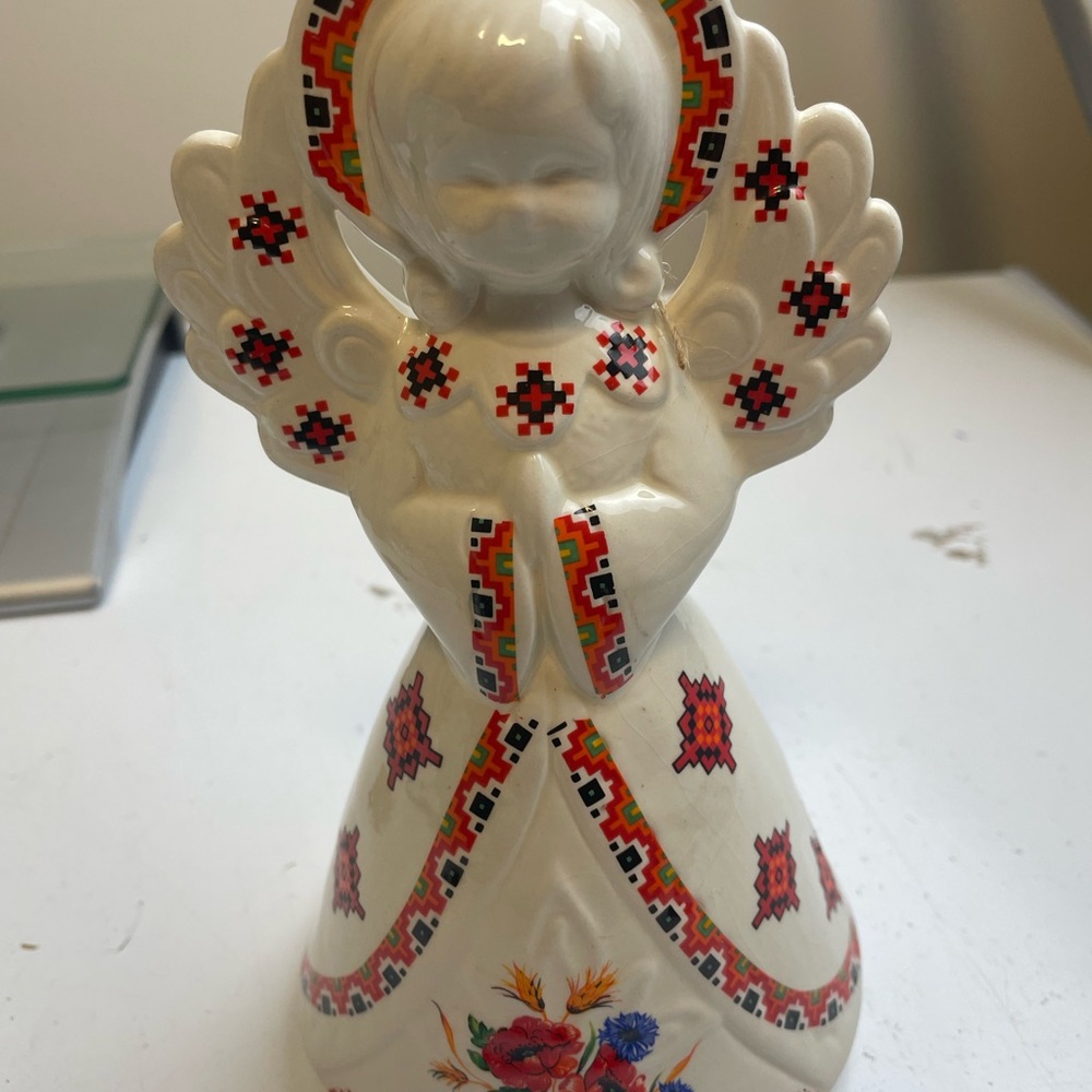 Decorative Angel Figurine 8.5” with Colorful Patterns